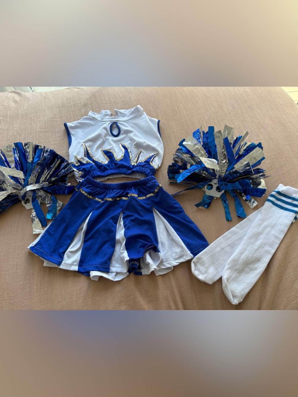 Blue and White Cheerleader Costume Set for Kids